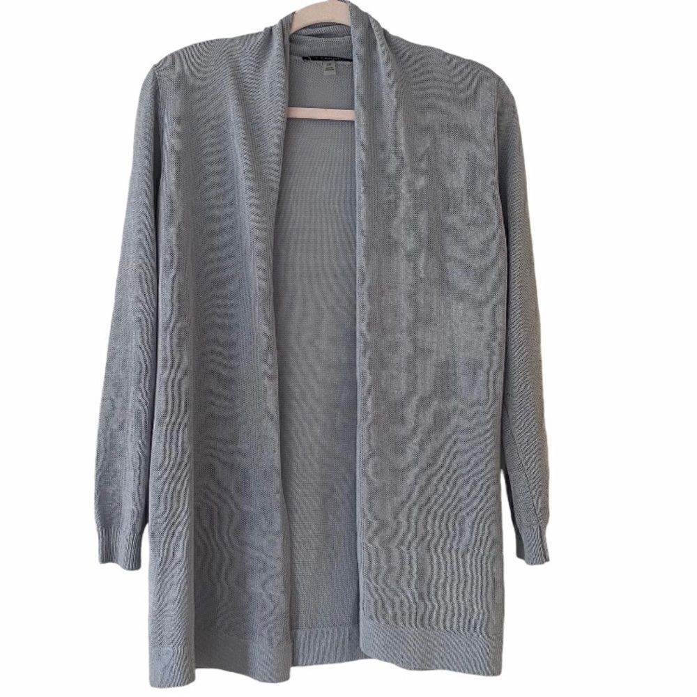 Tahari Pale Blue Lightweight Open Front Cardigan Sweater Size Small